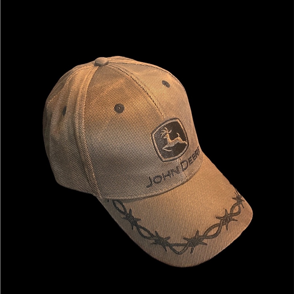 John Deere brown barbed wire hat